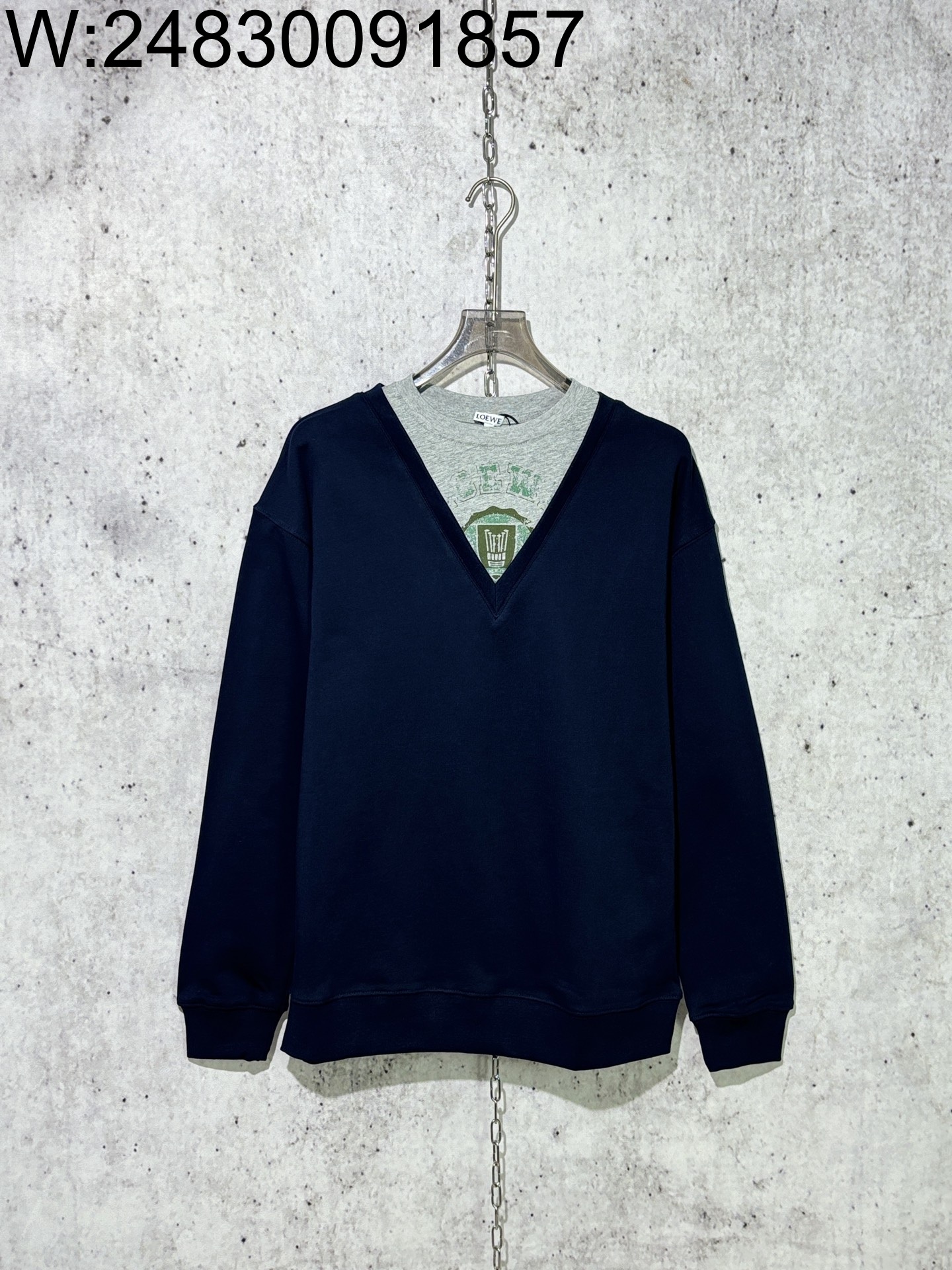 [사슬공장] 로에베 페이크 레이어링 맨투맨 네이비