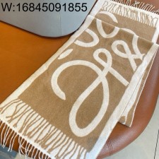 AGG 로에베 아나그램 자카드 태슬 스카프 다크 베이지