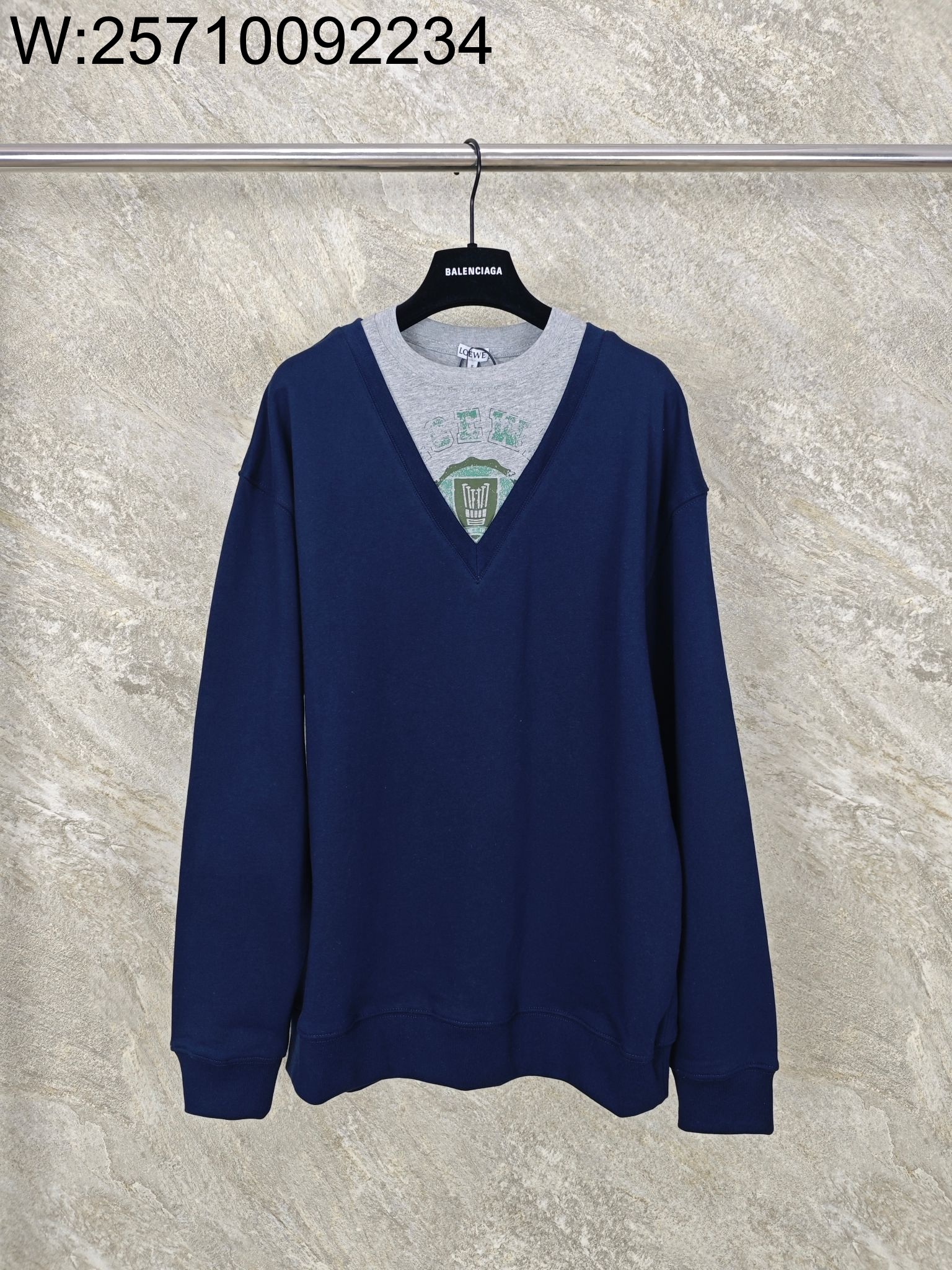 GTR공장 로에베 페이크 레이어링 맨투맨 네이비