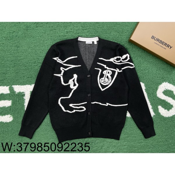 [잔디집1] 버버리 점보 승마 자카드 가디건 블랙