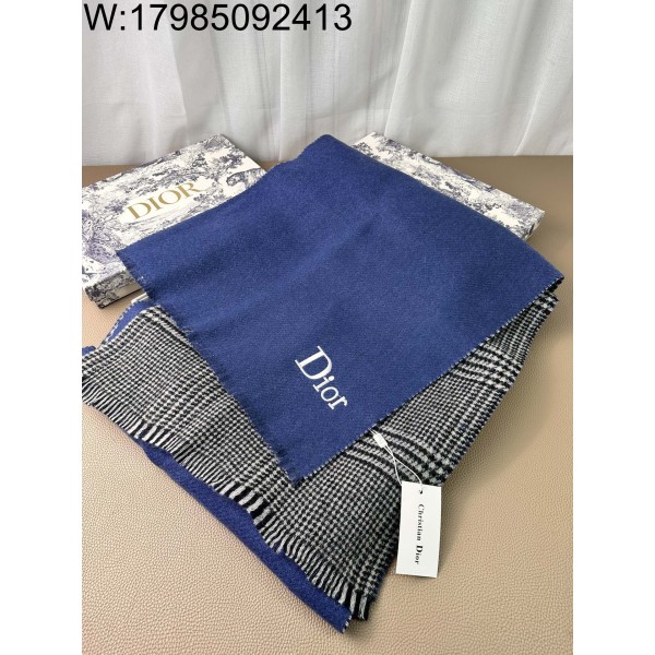 AGG 디올 모노그램 자수 양면 캐시미어 혼방 스카프 180*55cm