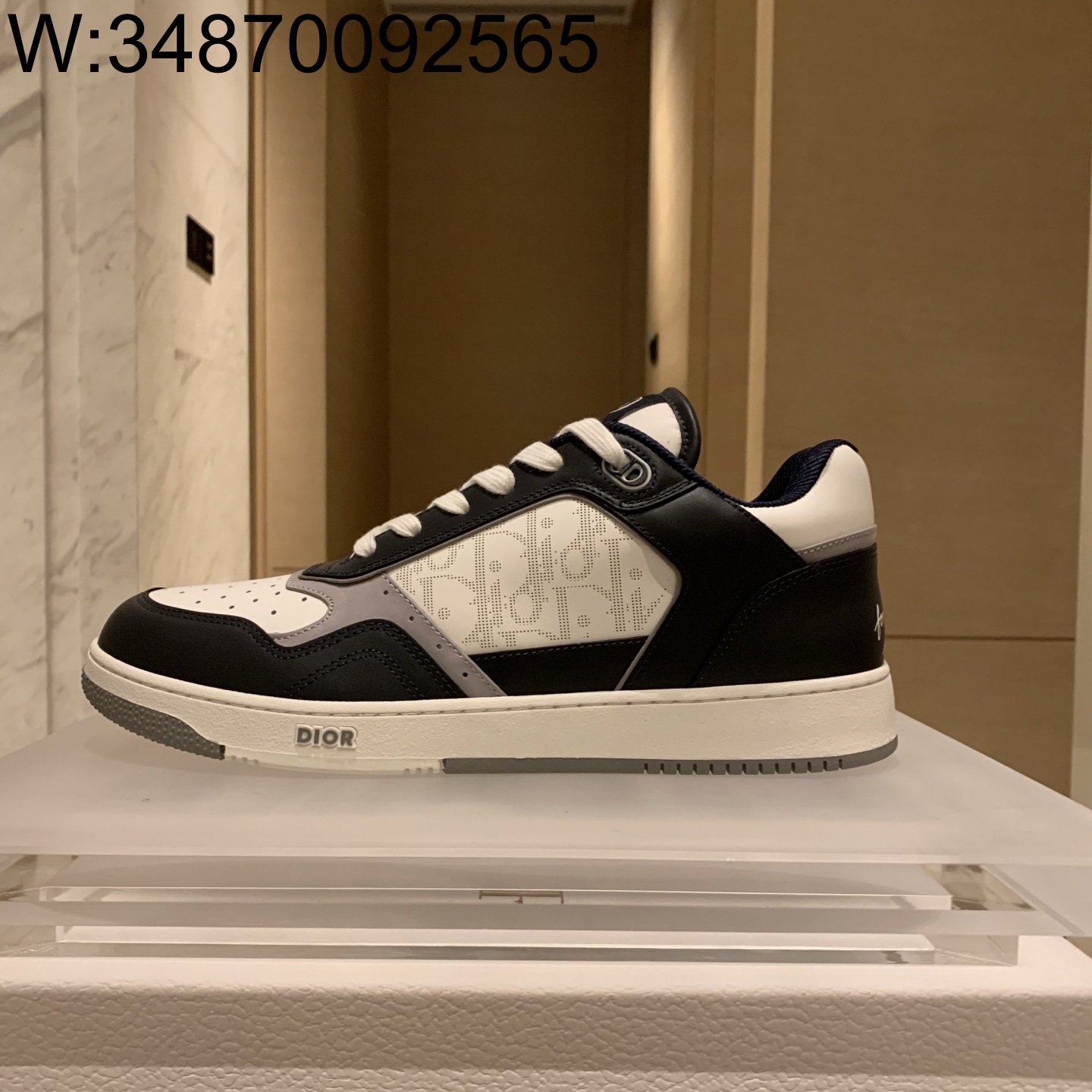 [QR 5009] 디올 하일톤 넬 B27 로우 탑 스니커즈 스무스 카프스킨 디올 오블리크 갤럭시 레더 네이비 블루 화이트