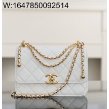 [JD] 샤넬 25S 볼 체인 지갑 카프스킨 골드 메탈 화이트14.5*22*8cm