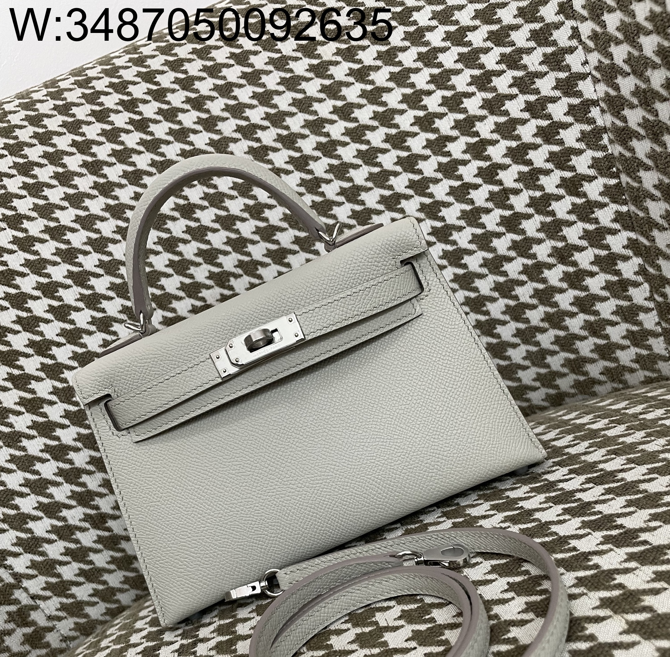 [장인의집] 에르메스 켈리 19 은장 진주 그레이 epsom