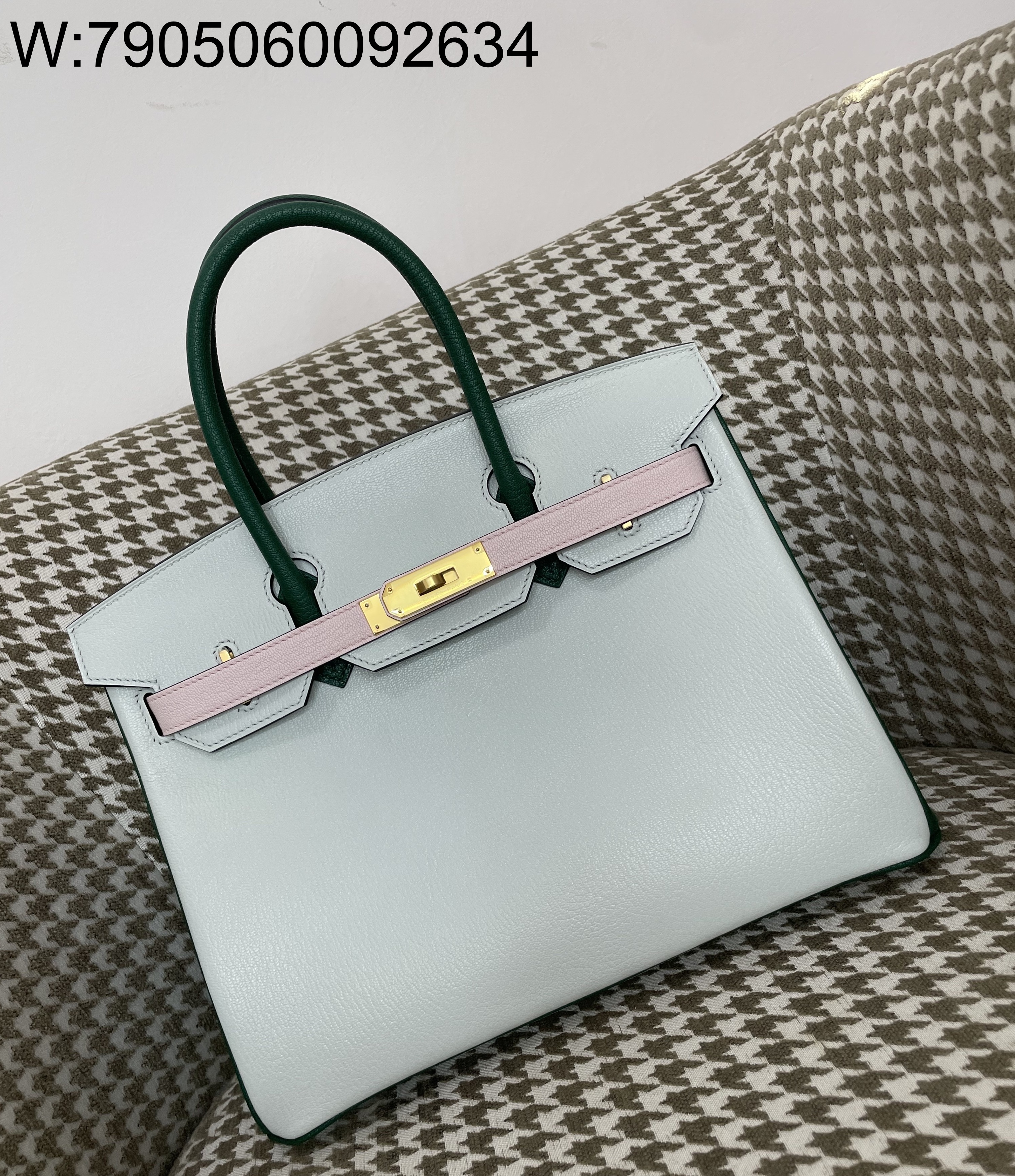 [장인의집] 에르메스 버킨 30 회백색 금장 산양가죽 배색