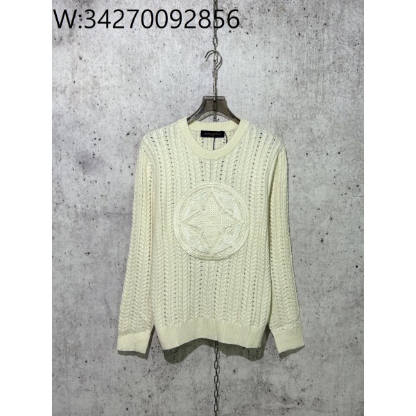 [사슬공장] 루이비통 점보 플라워 로고 자카드 니트 아이보리