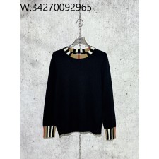 [사슬공장] 버버리 체크 이음 단색 니트 블랙