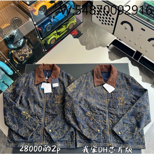 V공장 루이비통 팀버랜드 프라워 무늬 자수 데님 자켓