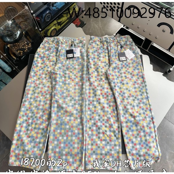 V공장 루이비통 다미에 데님 와이드 레그 팬츠