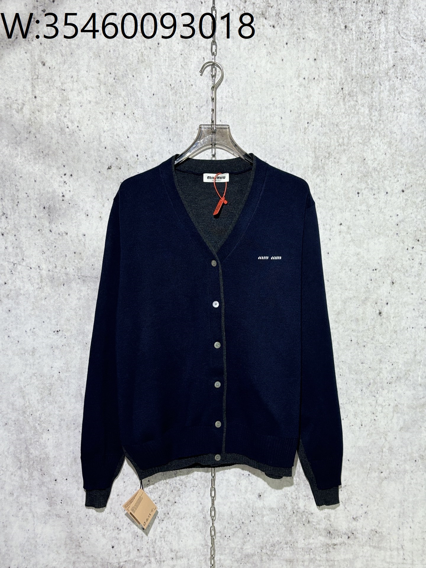 [사슬공장] 미우미우 모노그램 페이크 레이어링 가디건 네이비