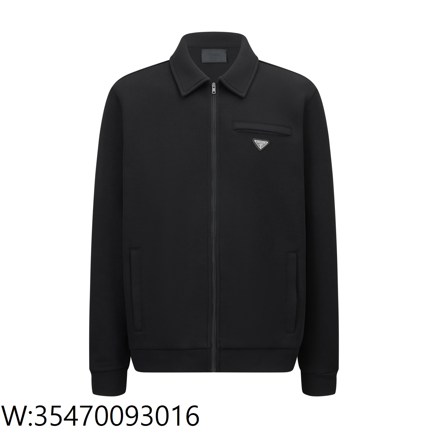 [잔디집2] 프라다 세모 로고 지퍼 카라 자켓 블랙