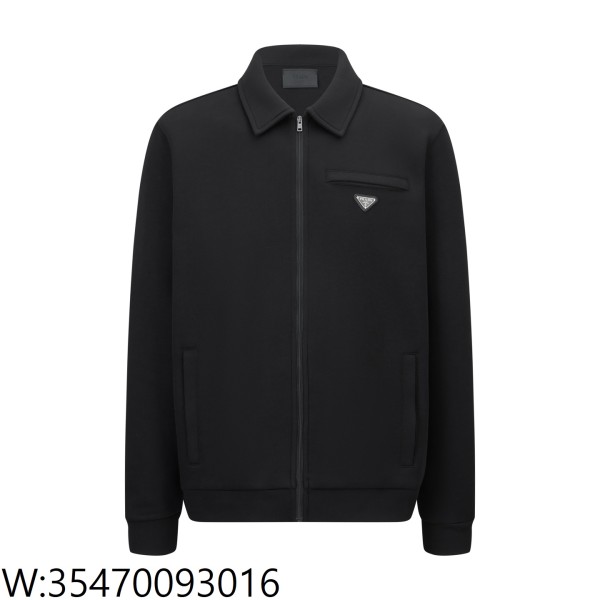 [잔디집2] 프라다 세모 로고 지퍼 카라 자켓 블랙