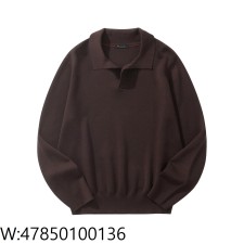 [흰] 로로 피아나 Loro Piana 베이직 단색 양털 긴팔 카라티 / 긴팔티 / 폴로 / 폴로티 와인