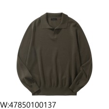 [흰] 로로 피아나 Loro Piana 베이직 단색 양털 긴팔 카라티 / 긴팔티 / 폴로 / 폴로티 올리브