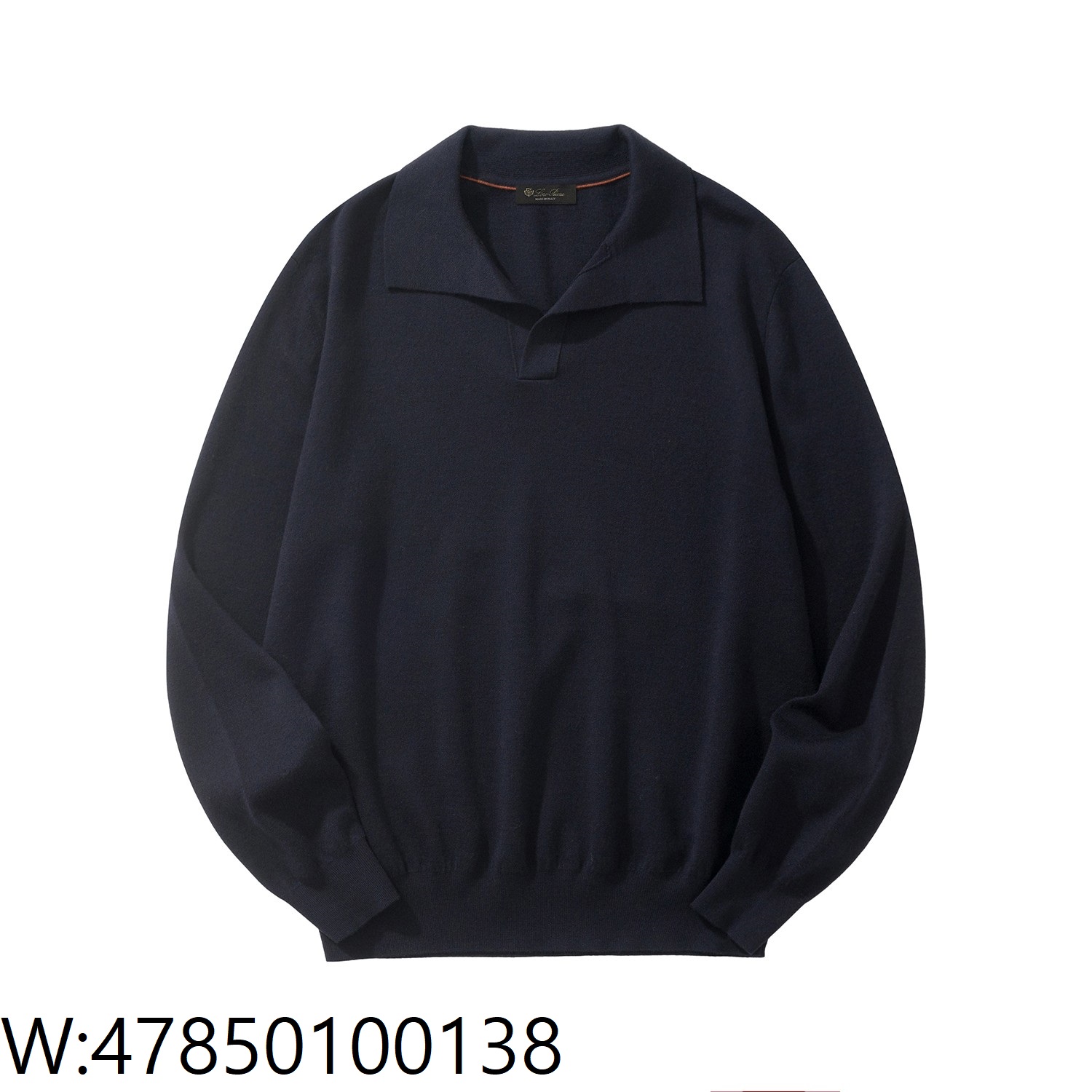 [흰] 로로 피아나 Loro Piana 베이직 단색 양털 긴팔 카라티 / 긴팔티 / 폴로 / 폴로티 네이비