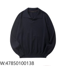 [흰] 로로 피아나 Loro Piana 베이직 단색 양털 긴팔 카라티 / 긴팔티 / 폴로 / 폴로티 네이비