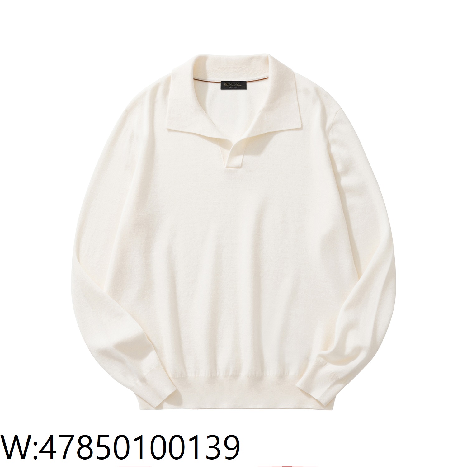 [흰] 로로 피아나 Loro Piana 베이직 단색 양털 긴팔 카라티 / 긴팔티 / 폴로 / 폴로티 아이보리