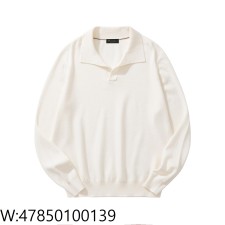 [흰] 로로 피아나 Loro Piana 베이직 단색 양털 긴팔 카라티 / 긴팔티 / 폴로 / 폴로티 아이보리