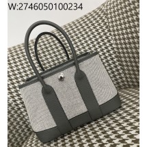 [장인의집] 에르메스 가든파티 미니 캔버스 은장 배색 그레이