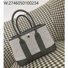 [장인의집] 에르메스 가든파티 미니 캔버스 은장 배색 그레이
