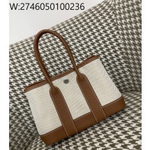 [장인의집] 에르메스 가든파티 미니 캔버스 은장 배색 브라운