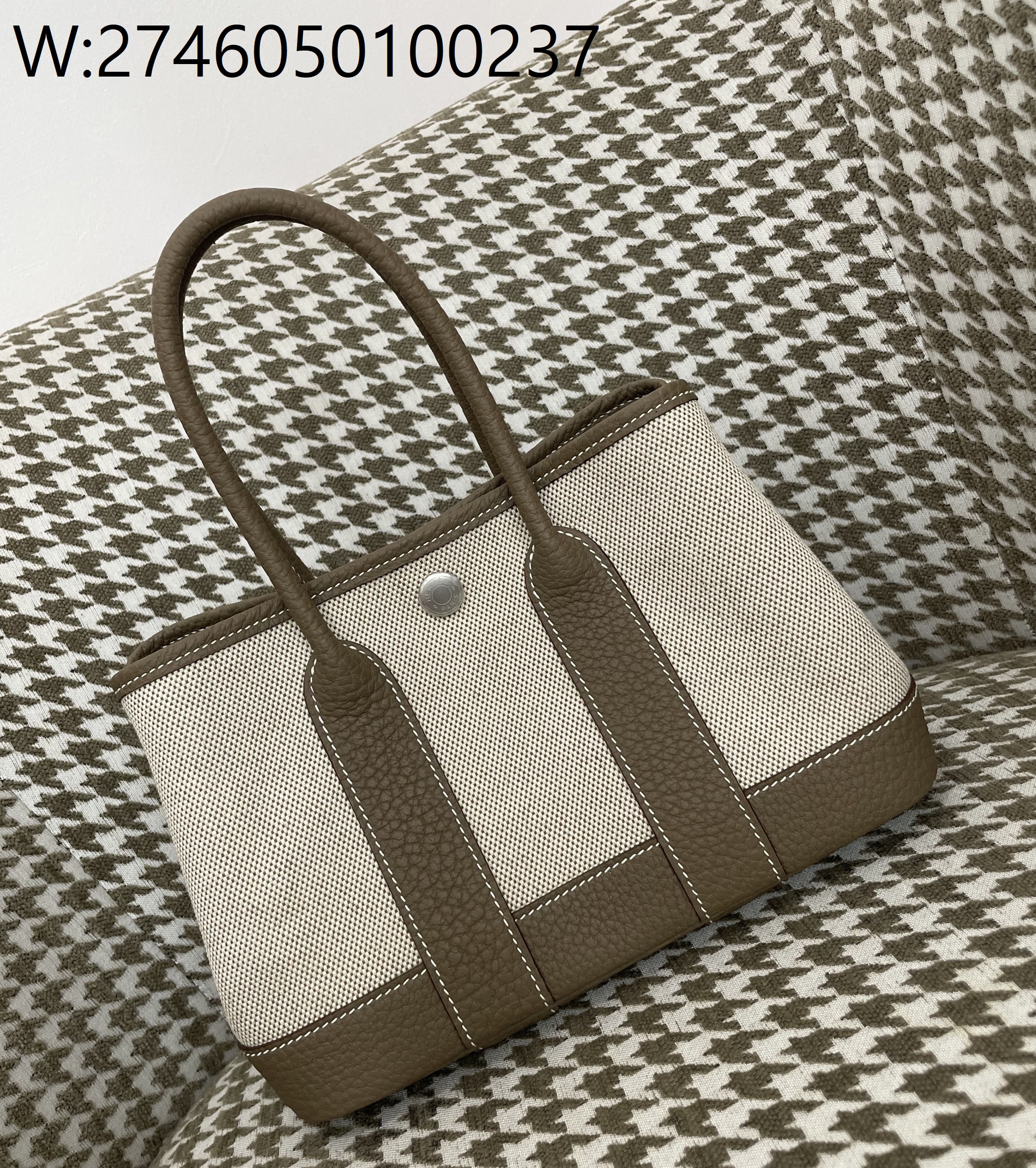 [장인의집] 에르메스 가든파티 미니 캔버스 은장 배색 코끼리 회색