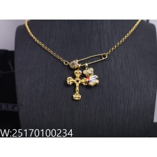 AGG 크롬하츠 십자가 테디베어 펜던트 목걸이 골드