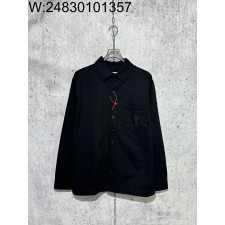 [사슬공장] 생로랑 포켓 로고 자수 단색 긴팔 셔츠 블랙