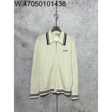 [사슬공장] 미우미우 SS25 어깨 지퍼 카라 가디건 베이지