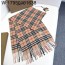 AGG 버버리 승마 자수 캐시미어 체크 스카프 카키 32*192cm 