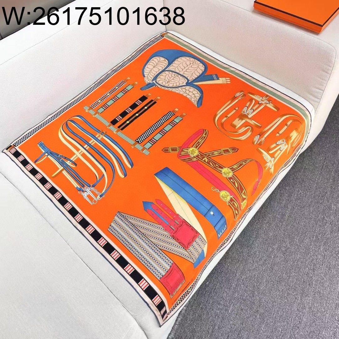 AGG 에르메스 24 스퀘어 스카프 88.5*88.5cm 오랜지