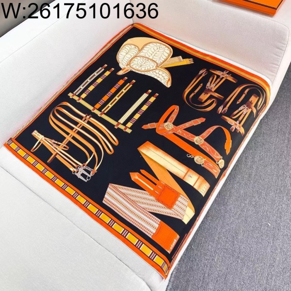 AGG 에르메스 24 스퀘어 스카프 88.5*88.5cm 블랙