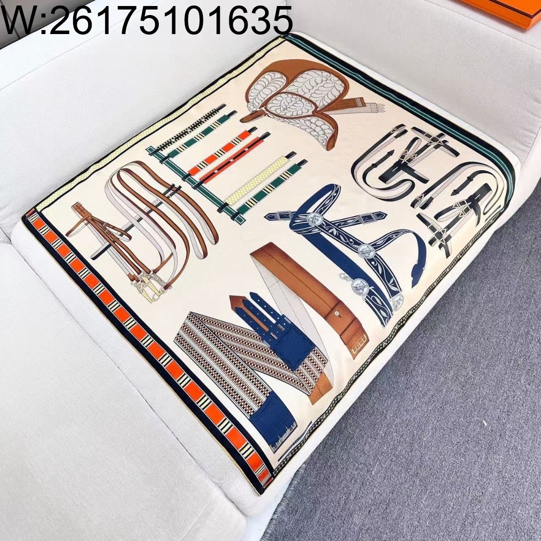 AGG 에르메스 24 스퀘어 스카프 88.5*88.5cm 베이지