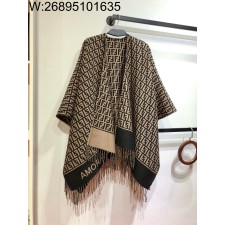 AGG 펜디 올 오버 FF로고 자카드 혼방 케이프 브라운 145*155cm
