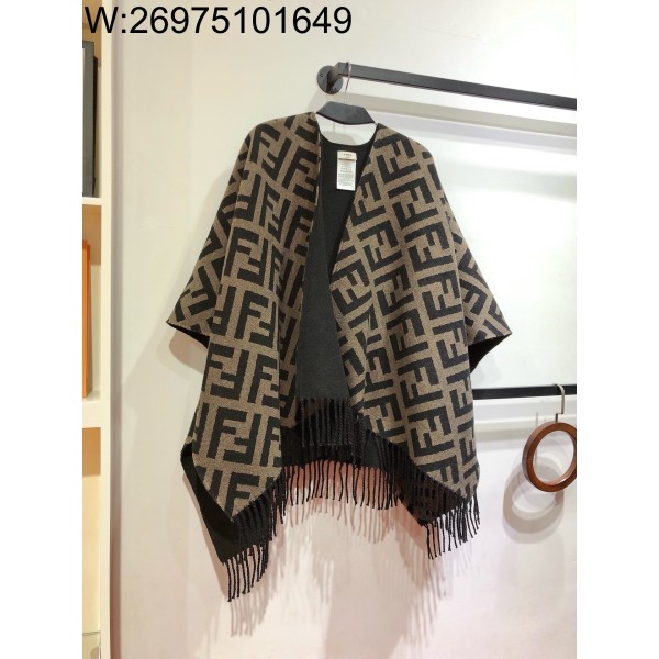 AGG 펜디 올 오버 FF로고 자카드 양면 배색 케이프 140*150cm