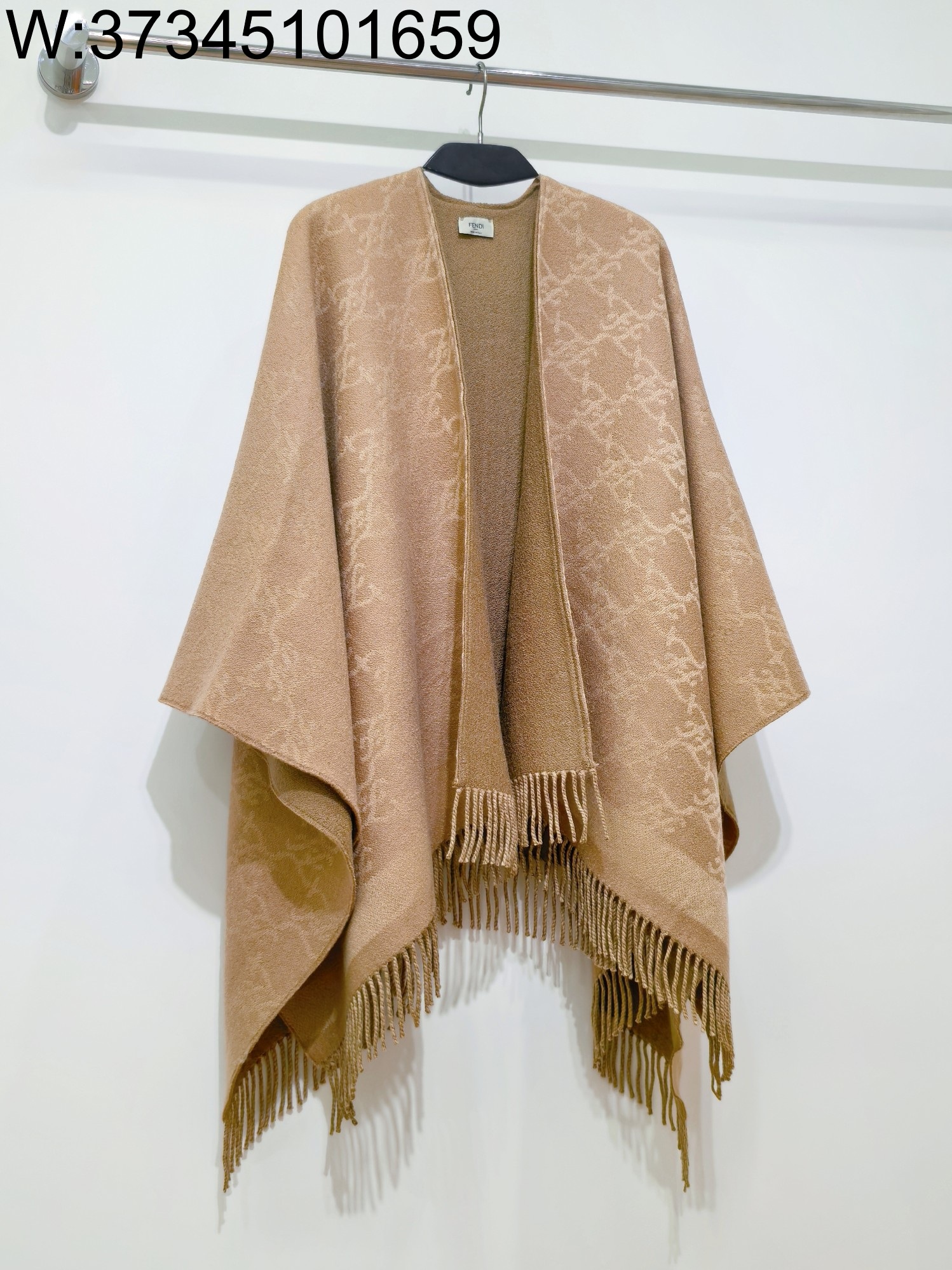 AGG 펜디 FF로고 자카드 양면 배색 혼방 케이프 카키145*155cm