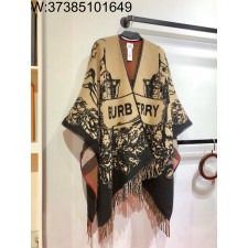 AGG 버버리 승마 자카드 체크 양면 케이프 브라운 140*174cm 캐시미어