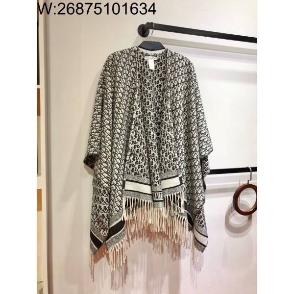 AGG 디올 오블리크 자카드 캐시미어 케이프 140*174cm