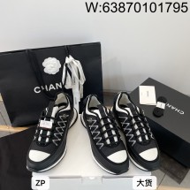 [DXJ] 샤넬 24SS 골드 로고 퀼팅 배색 스니커즈 블랙