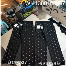 V공장 루이비통 그라데이션 올 오버 LV 자수 청바지 블랙