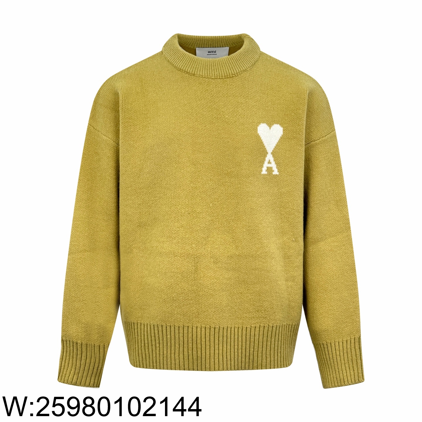 [잔디집2] 아미 베이직 흰색 하트A 자카드 니트 옐로우