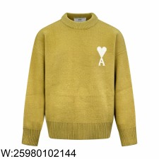 [잔디집2] 아미 베이직 흰색 하트A 자카드 니트 옐로우