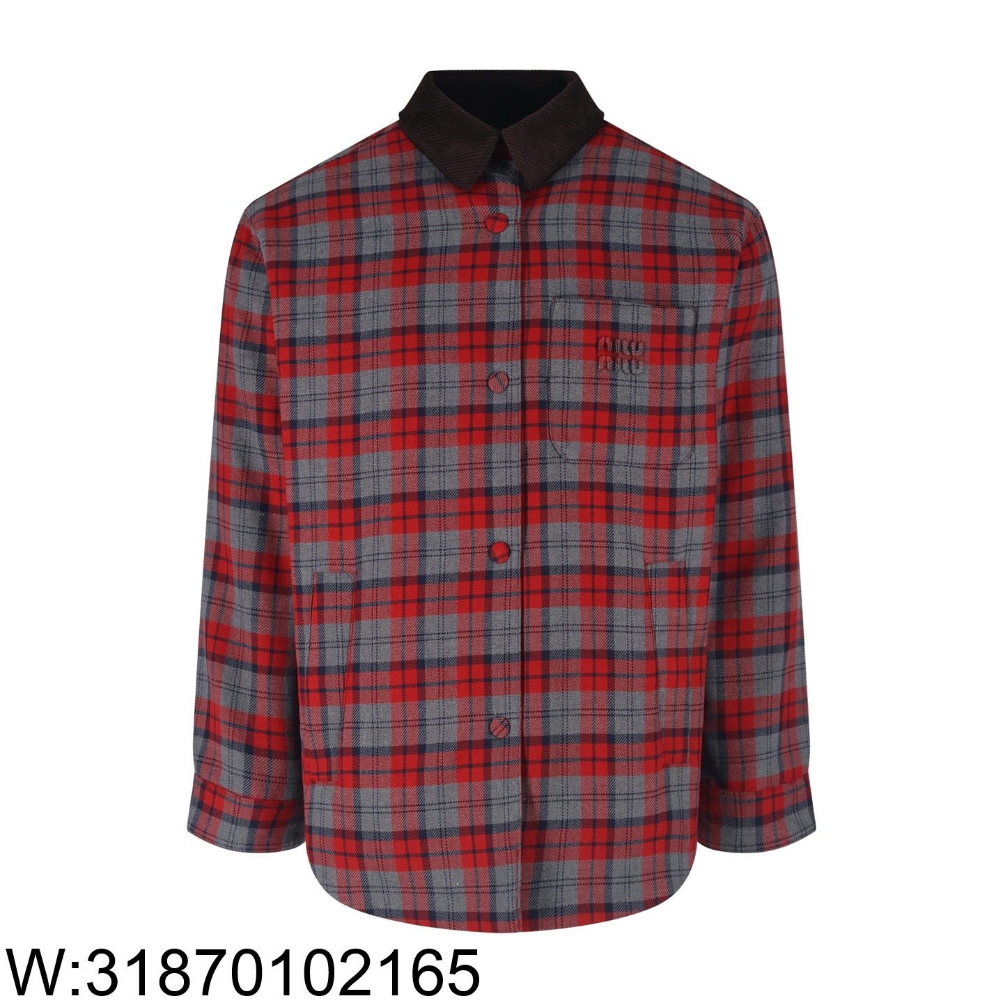 [잔디집2] 미우미우 25FW 체크 코튼 자켓 와인