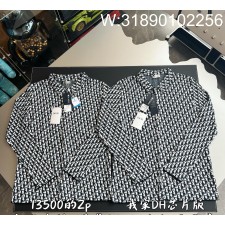 V공장 디올 오블리크 니트 긴팔 셔츠 네이비