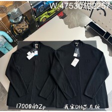 V공장 디올 울 스웨터 지퍼 가디건 블랙 513M221A2000