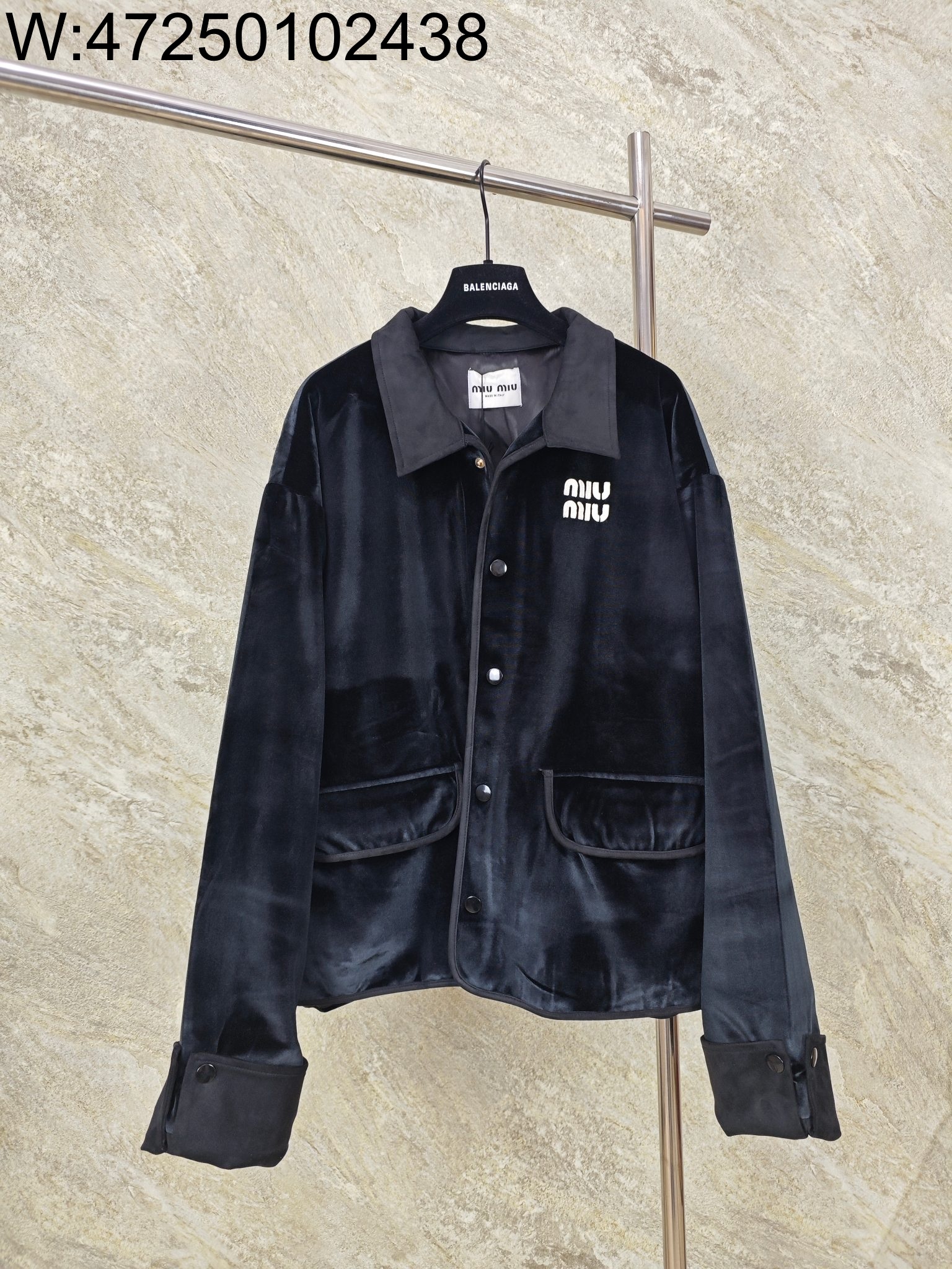 GTR공장 미우미우 모노그램 벨벳 자켓 블랙