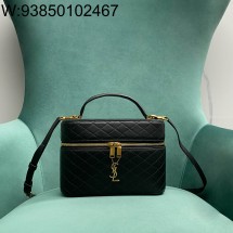 Pomegrante 생로랑 램스킨 소재의 GABY 라지 배니티 백 851572 22.5*8*15cm 블랙