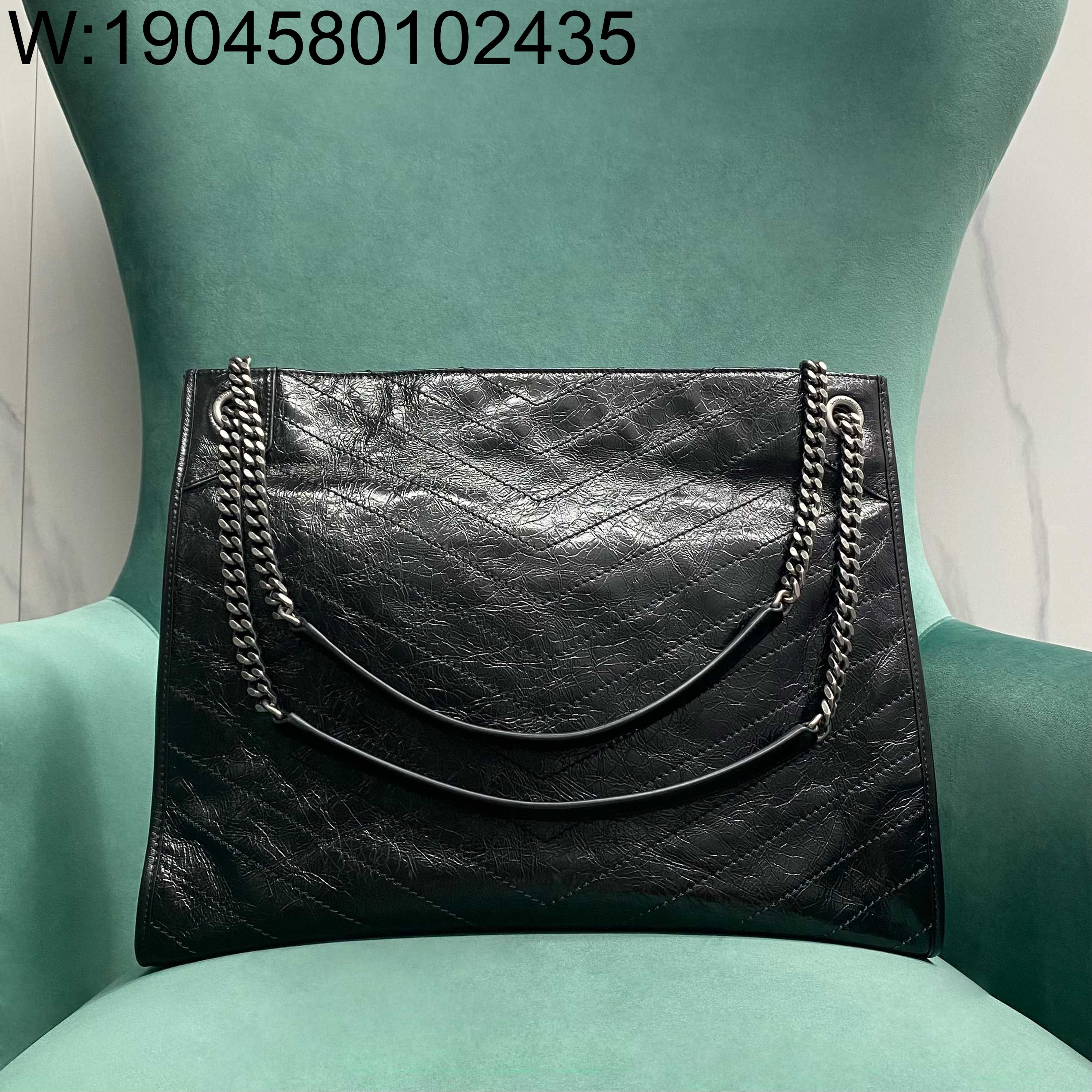 Pomegrante 빈티지 가죽 소재 NIKI 쇼핑백라지 577998 39*31*12.5cm 블랙