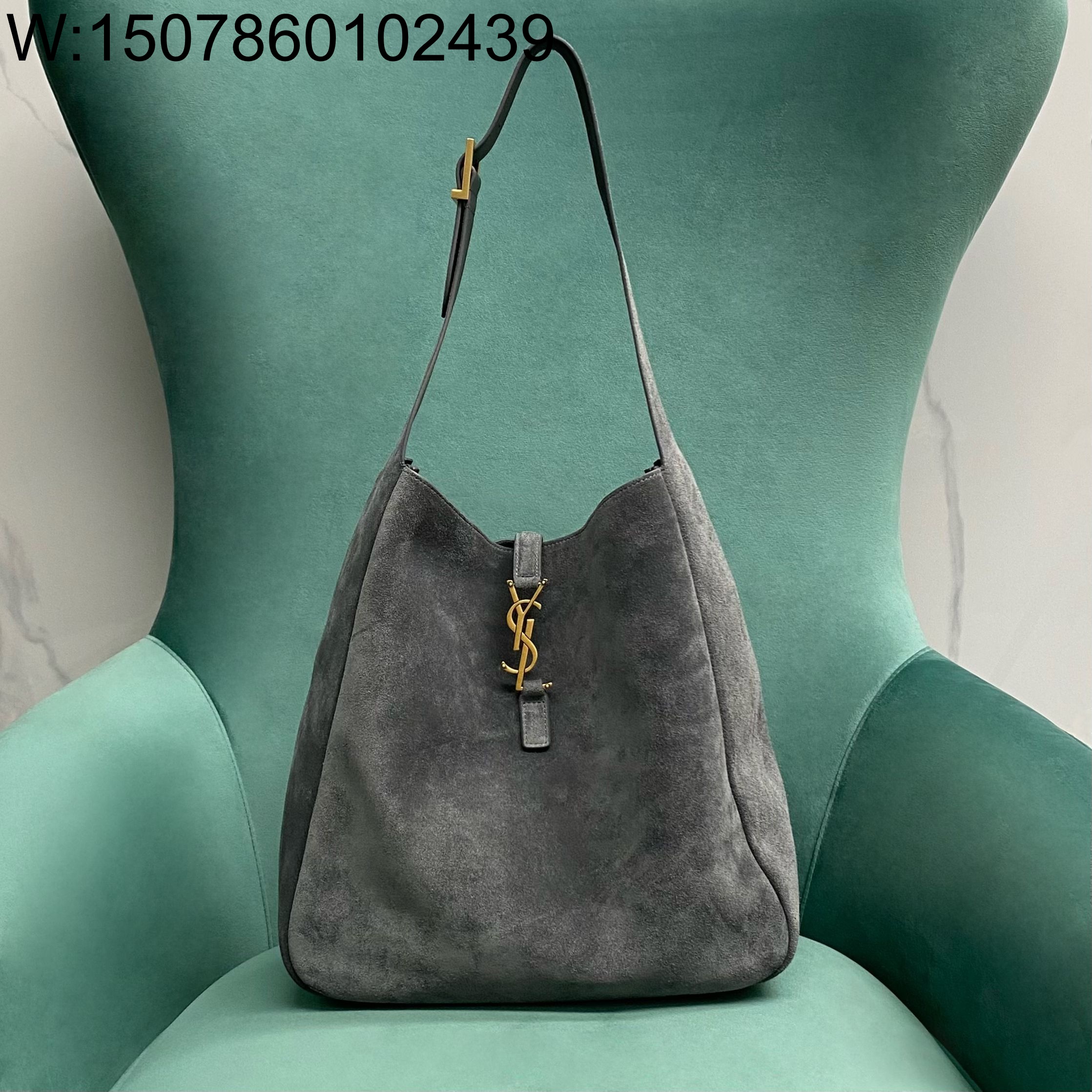 Pomegrante 생로랑 스웨이드 소재의 LE 5 A 7 소프트 라지백 753837 30*13*31cm 그레이