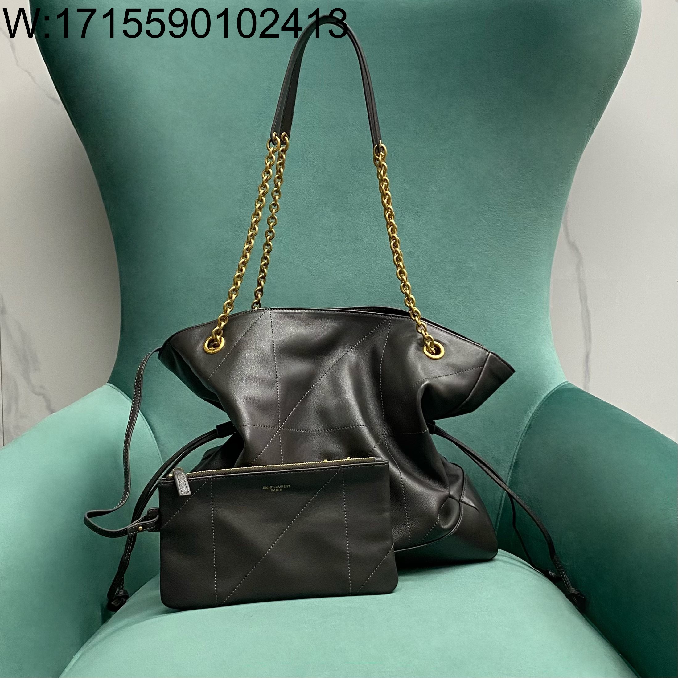 Pomegrante 생로랑 램스킨 소재의 JAMIE 토트 809824 34*9*35cm 다크 그레이